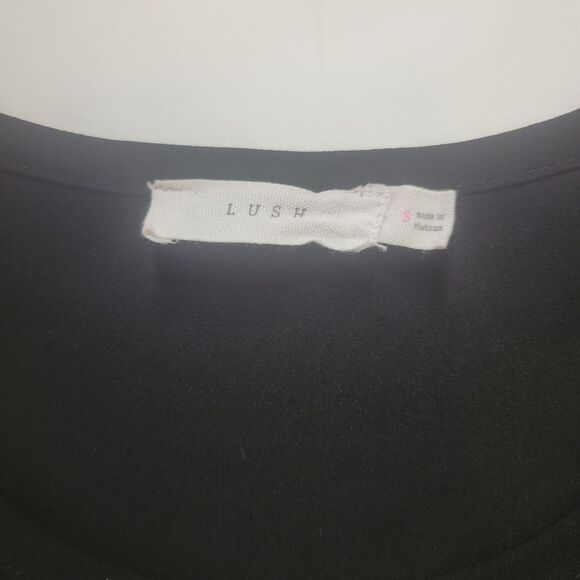Nordstrom Lush Black Chiffon Short Sleeve Work Shirt Small - Picture 5 of 6